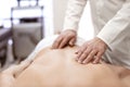 Orthopedist examining patient in hospital, closeup