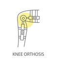 Orthosis knee icon in vector, linear illustration