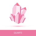Vector mineralogy icon of mineral quartz SiO2 composed of silicon and oxygen from the mohs scale of mineral hardness