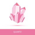 Vector mineralogy icon of mineral quartz SiO2 composed of silicon and oxygen from the mohs scale of mineral hardness