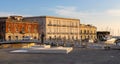 Ortigia island with Palazzo Lucchetti Cassola Reale palace and Santa Lucia bridge of Syracuse in Sicily in Italy