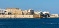 Ortigia island of Syracuse old town along Lungomare d\'Ortigia with Forte Vigliena fortress at Ionian sea in Sicily in Italy