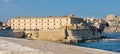 Ortigia island of Syracuse old town along Lungomare d\'Ortigia with Forte Vigliena fortress at Ionian sea in Sicily in Italy
