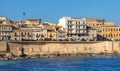 Ortigia island of Syracuse old town along Lungomare d\'Ortigia with Forte Vigliena fortress at Ionian sea in Sicily in Italy