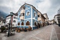 Ortisei, city center. Housing colored construction. Europe, Italy Royalty Free Stock Photo