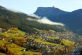 The town of Ortisei in Val Gardena in a beautiful autumn day. Royalty Free Stock Photo