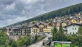 ORTISEI, ITALY. 18 SEPTEMBER 2023. Cloud-shrouded Ortisei, a quaint mountain town nestled in Italy\'s Dolomites