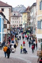 Ortisei, people walking on the street in the city center. Italy Royalty Free Stock Photo