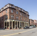 Ortland Old Port is filled with 19th century brick buildings. The woodman building is typical for the 19th century victorian brick