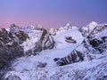 Blue hour light over the The Ortler Alps, Zebru Mountain, South Tyrol, Italy, Europe.