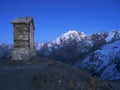 Blue hour light over the The Ortler Alps, South Tyrol, Italy, Europe.