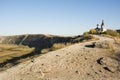 Ortodox church in Old Orhei, Moldova landmark. Christian Orthodox rock monastery Royalty Free Stock Photo