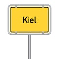 Yellow German Street Sign - Landeshauptstadt Kiel Royalty Free Stock Photo