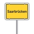 Yellow german Street Sign - Landeshauptstadt SaarbrÃÂ¼cken