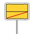 Yellow german street sign with red line Royalty Free Stock Photo