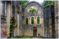 Orval abbey, Belgium. The ruins of an old construction and the park Royalty Free Stock Photo
