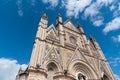 Orvieto Cathedral in Umbria, perspective view, blue sky background Royalty Free Stock Photo