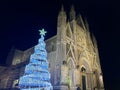 ORVIETO, ITALY - DECEMBER 17, 2023: View of the Orvieto cathedral at christmas time in december