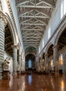 vertical view of the central nave in the intrerior of the Orvieto Cathedral