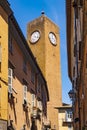 Orvieto, Italy - Torre del Moro tower in historic quarter of Orvieto old town
