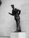 Orwell Statue At BBC Broadcasting House In London, Black And Whi