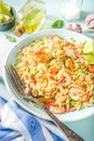 Orzo pasta with seafoods