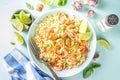 Orzo pasta with seafoods