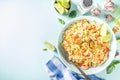 Orzo pasta with seafoods