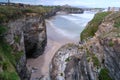 Os Castros beach at high tide in Galicia, Spain