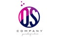 OS O S Circle Letter Logo Design with Purple Dots Bubbles
