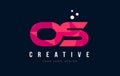 OS O S Letter Logo with Purple Low Poly Pink Triangles Concept