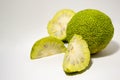 Osage Oranges Maclura on white. ÃÂ¡ut in half. Royalty Free Stock Photo