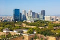 Osaka Castle from above skyline with skyscraper in Japan