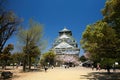 Osaka castle with beautiful nature and blue sky Royalty Free Stock Photo