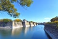 Osaka Castle with blue skies surrounded by water, Japan Royalty Free Stock Photo