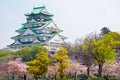 Osaka castle with cherry blossom. Japanese spring beautiful scene ,Osaka,Japan Royalty Free Stock Photo