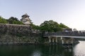 Osaka castle and gokurakubashi bridge Royalty Free Stock Photo
