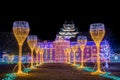 Osaka Castle night illumination the greatest light show in osaka Royalty Free Stock Photo