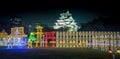 Osaka Castle night illumination the greatest light show in osaka Royalty Free Stock Photo