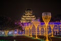 Osaka Castle night illumination the greatest light show in osaka Royalty Free Stock Photo