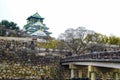 Osaka castle with sakura blossom spring time Royalty Free Stock Photo