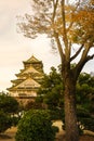Osaka Castle at sunset at Osaka,Japan Royalty Free Stock Photo