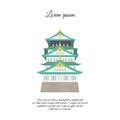 Osaka castle vector. Asian building or castle icon. Japan castle. color symbol on white