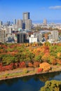 Osaka city autumn skyline Royalty Free Stock Photo