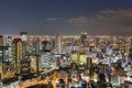 Osaka city central business downtown aerial view Royalty Free Stock Photo