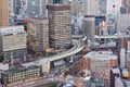 Osaka city office building downtown aerial view Royalty Free Stock Photo