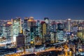 Osaka downtown skyline from Umeda sky building at night Royalty Free Stock Photo