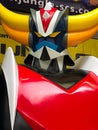 Osaka, Japan : Close up of Vintage statue of UFO Robo Grendizer Robot in toys shop.