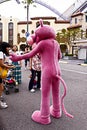 Pink panther during character greeting