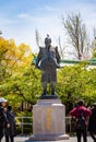 Osaka, Japan - Apr 16, 2019 : Statue of Samurai Toyotomi Hideyoshi at Osaka Castle Park Japan Royalty Free Stock Photo